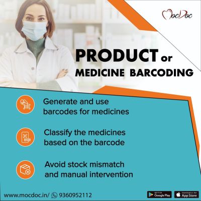 Now Inventory management is easy on MocDoc PMS with the new medicine barcoding feature. Use barcodes for the medicines and handle stock promptly. Know More: https://mocdoc.in/util/pharmacy-management-system